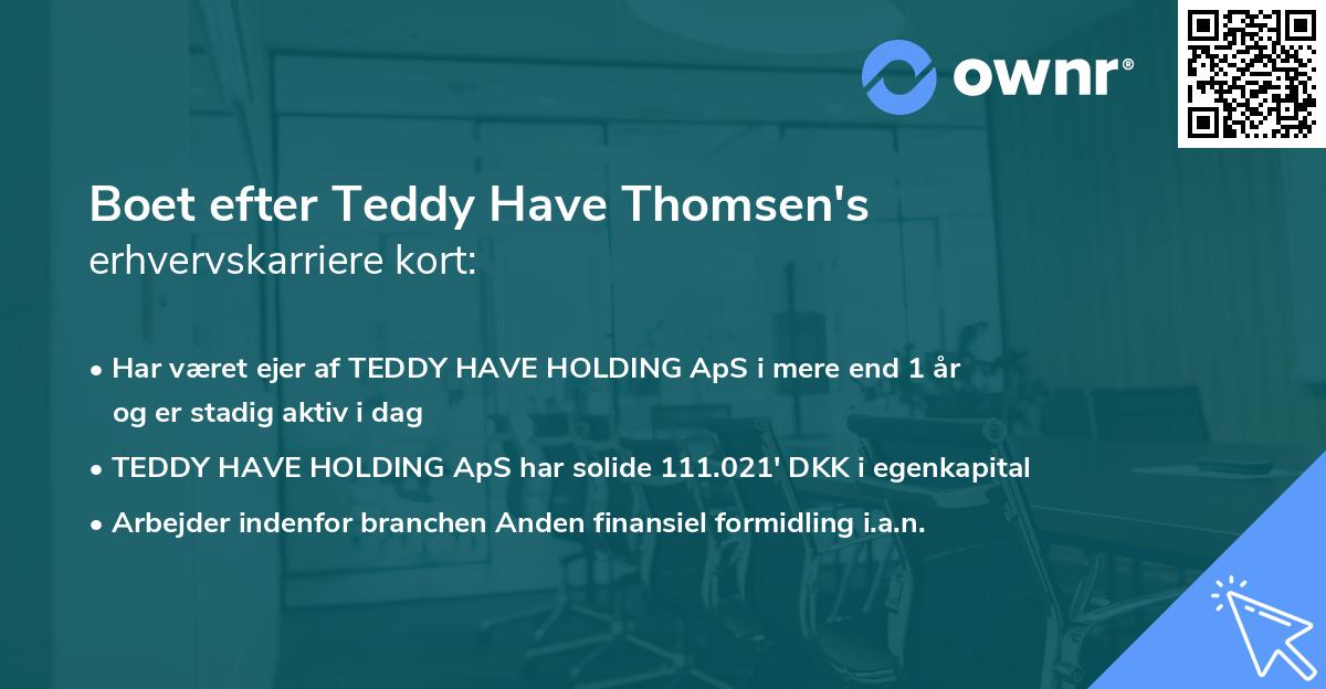 Boet efter Teddy Have Thomsen's erhvervskarriere kort