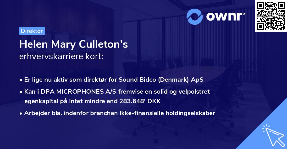 Helen Mary Culleton's erhvervskarriere kort