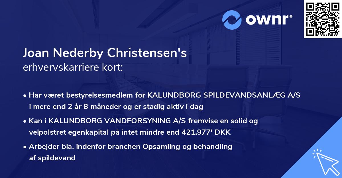 Joan Nederby Christensen's erhvervskarriere kort