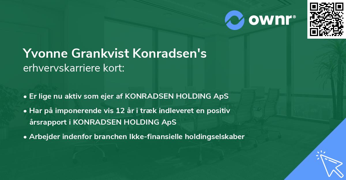 Yvonne Grankvist Konradsen's erhvervskarriere kort