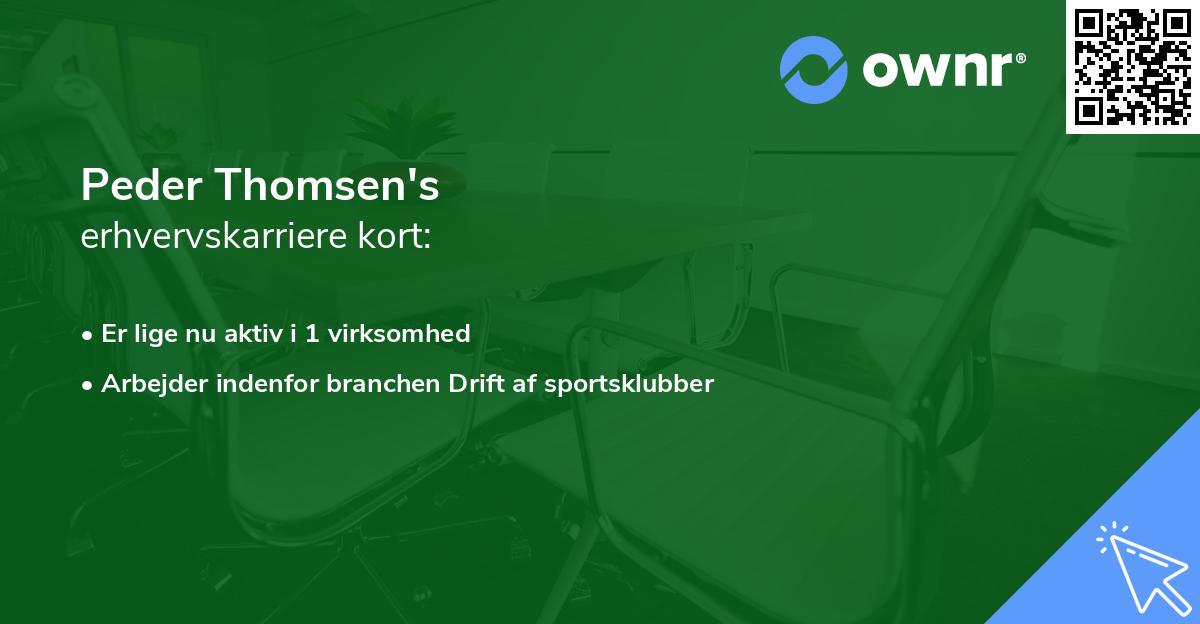 Peder Thomsen's erhvervskarriere kort