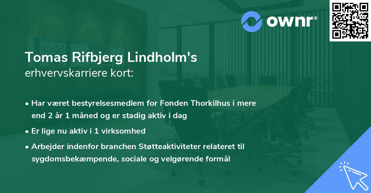 Tomas Rifbjerg Lindholm's erhvervskarriere kort