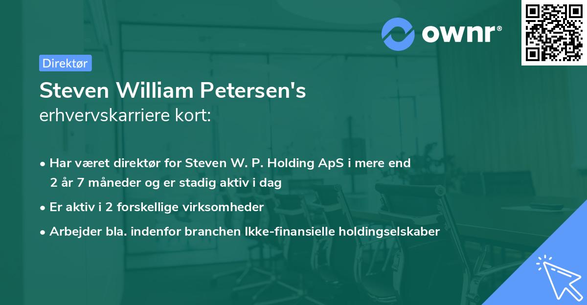 Steven William Petersen's erhvervskarriere kort