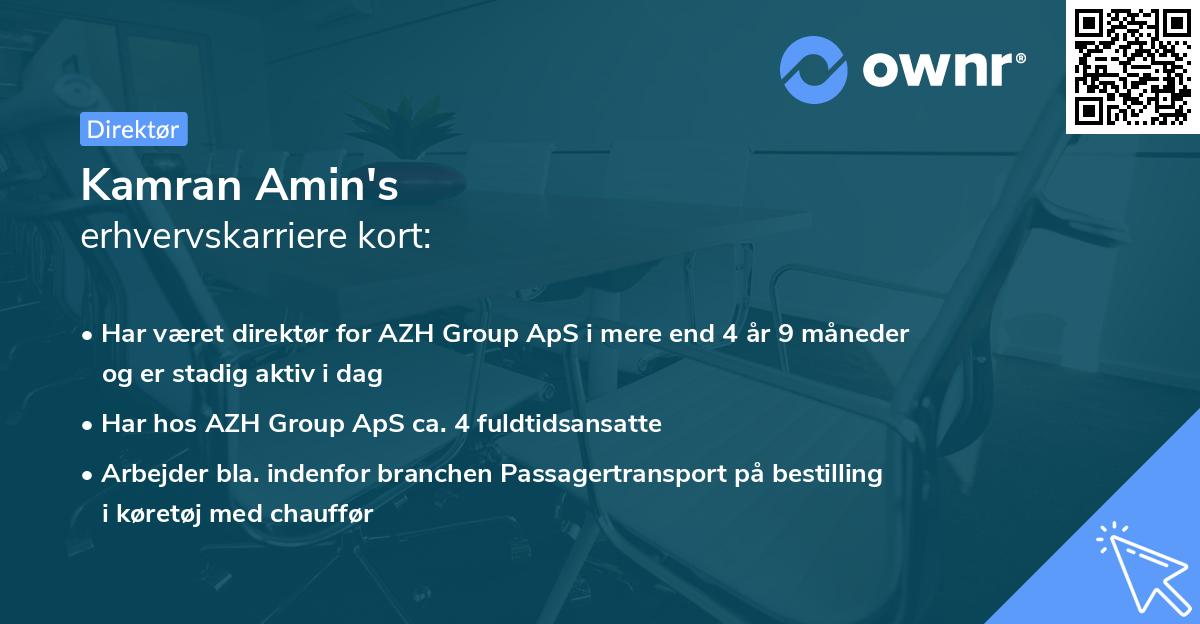 Kamran Amin's erhvervskarriere kort