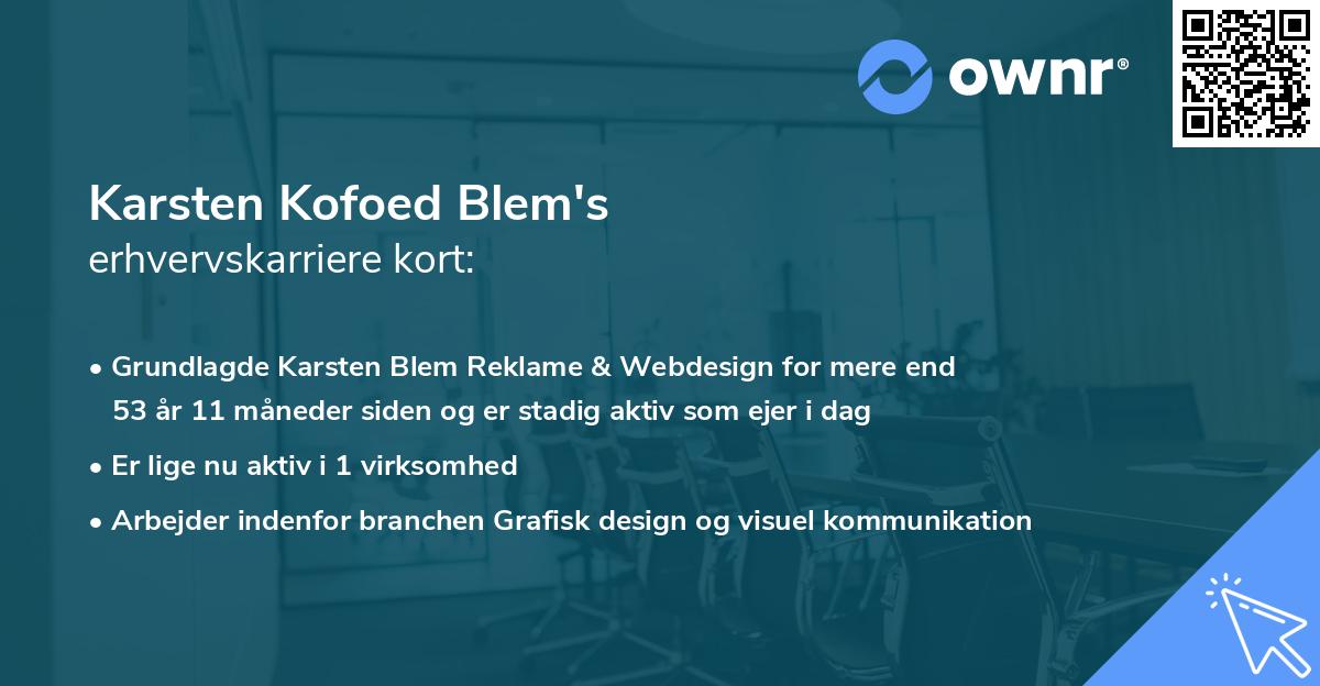 Karsten Kofoed Blem's erhvervskarriere kort