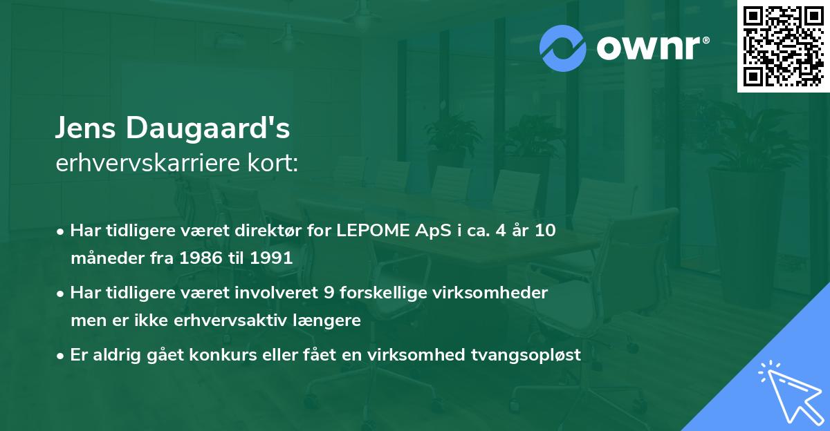 Jens Daugaard's erhvervskarriere kort