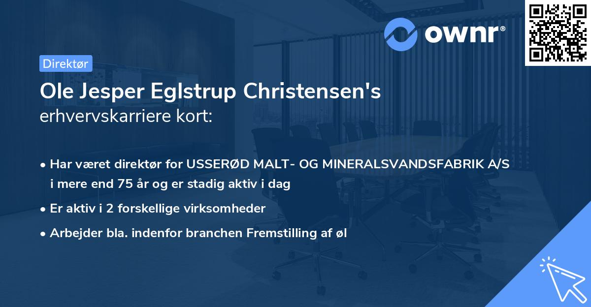 Ole Jesper Eglstrup Christensen's erhvervskarriere kort