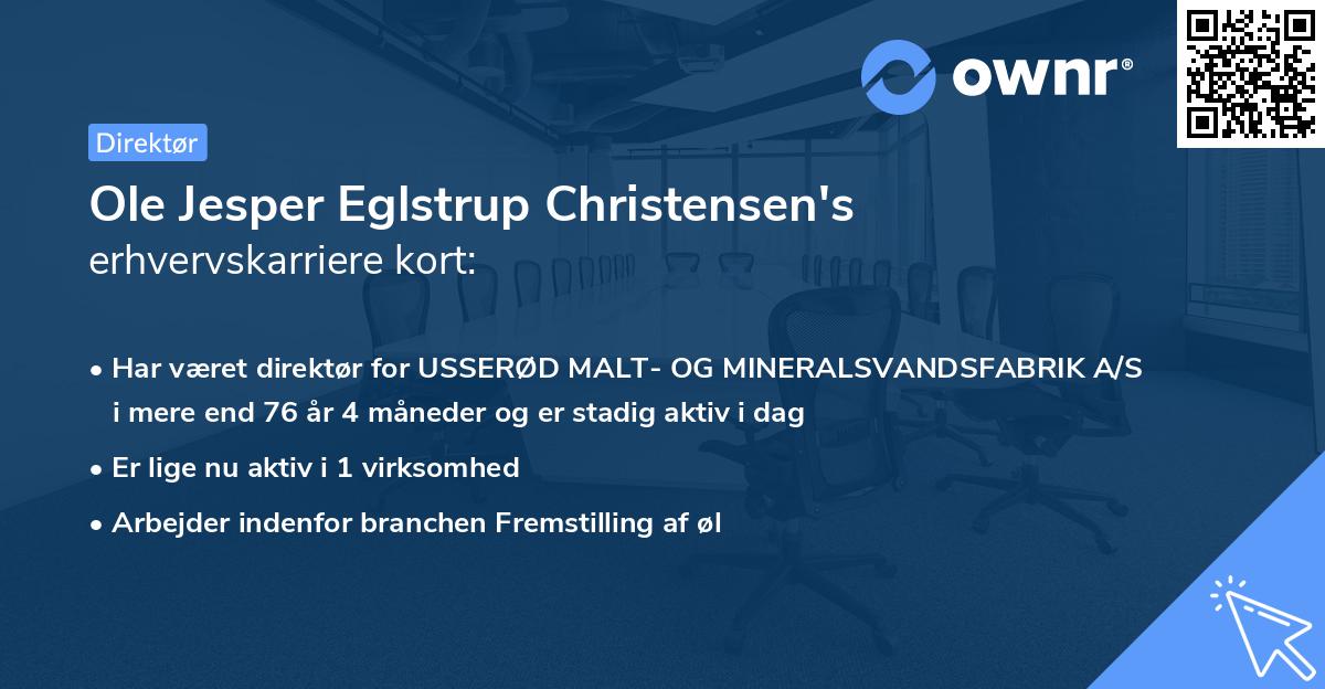 Ole Jesper Eglstrup Christensen's erhvervskarriere kort