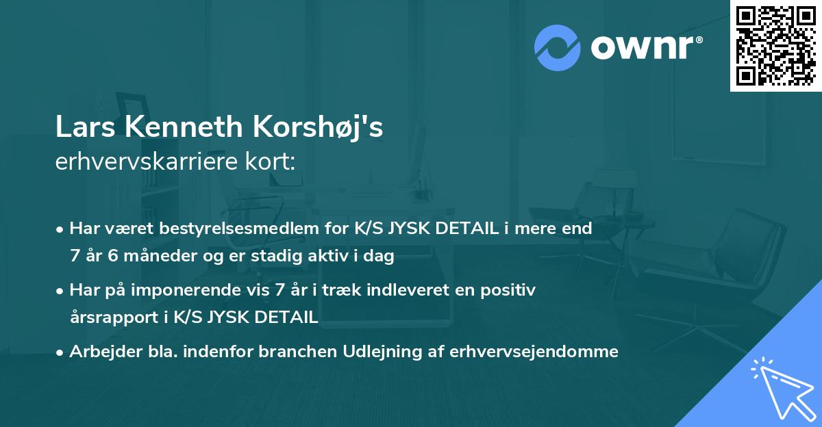 Lars Kenneth Korshøj's erhvervskarriere kort