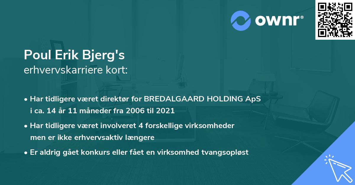 Poul Erik Bjerg's erhvervskarriere kort