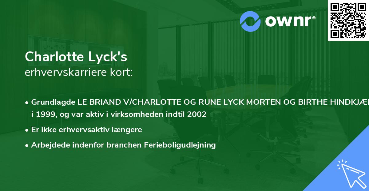 Charlotte Lyck's erhvervskarriere kort