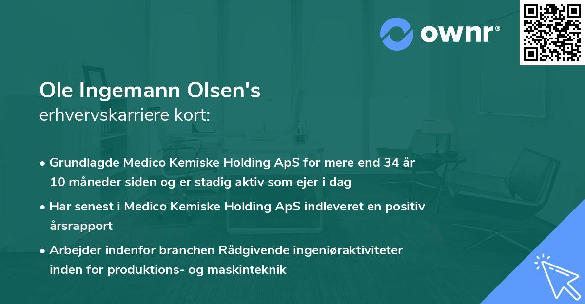 Ole Ingemann Olsen's erhvervskarriere kort