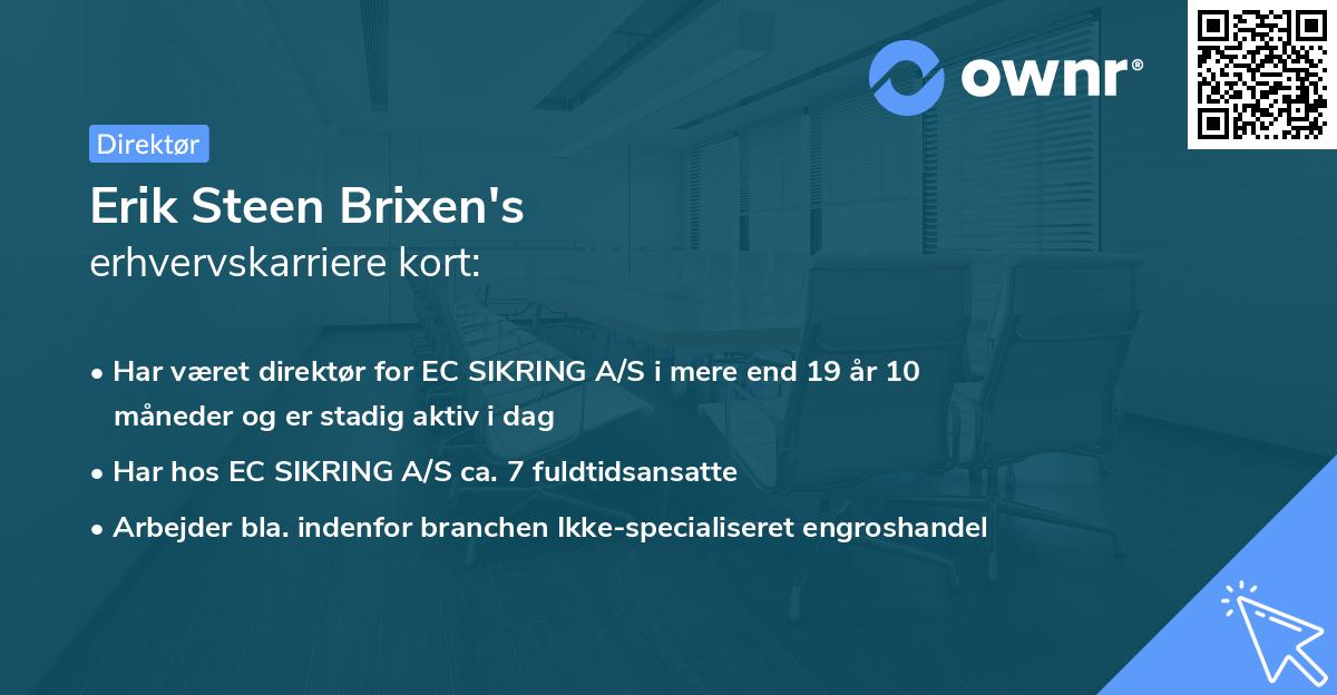 Erik Steen Brixen's erhvervskarriere kort