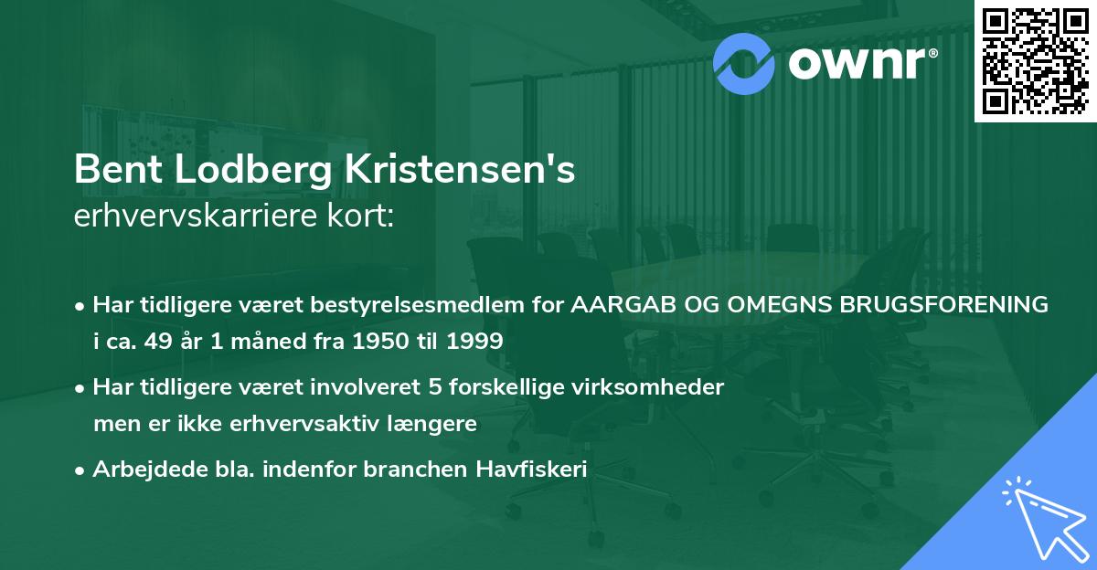 Bent Lodberg Kristensen's erhvervskarriere kort