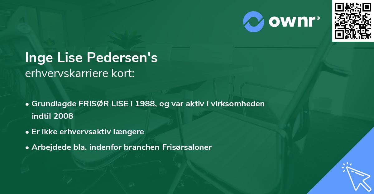 Inge Lise Pedersen's erhvervskarriere kort