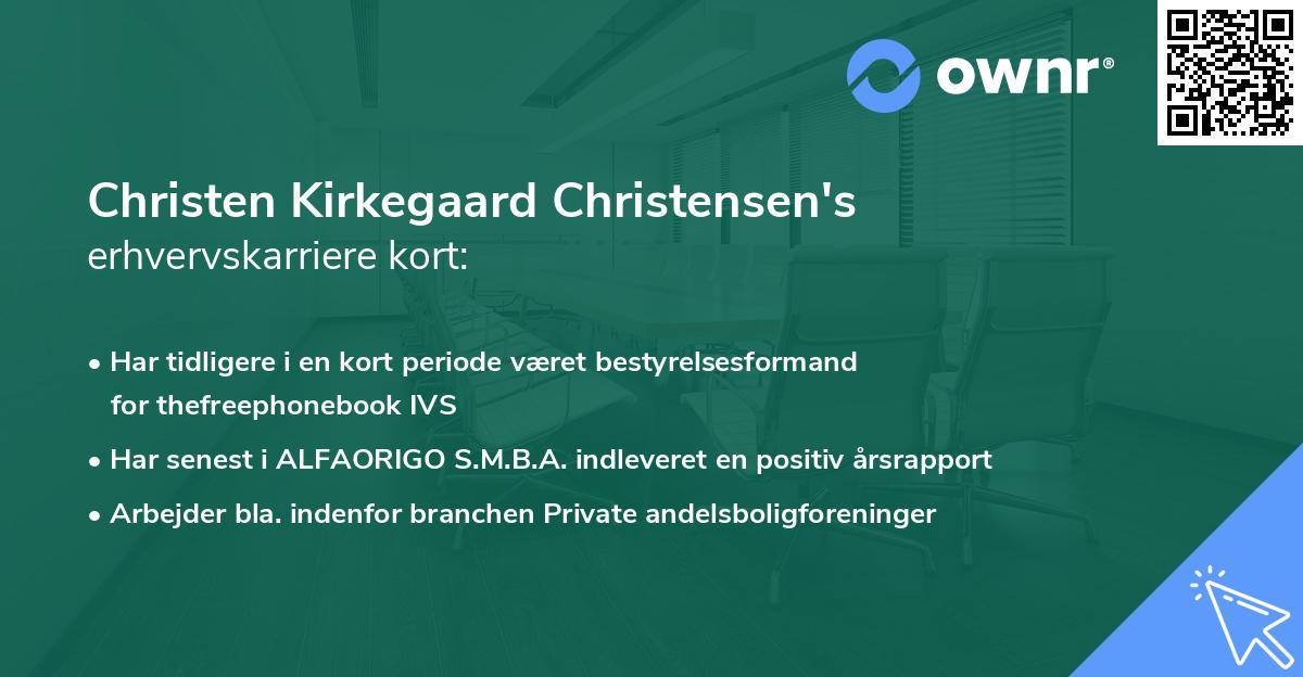 Christen Kirkegaard Christensen's erhvervskarriere kort