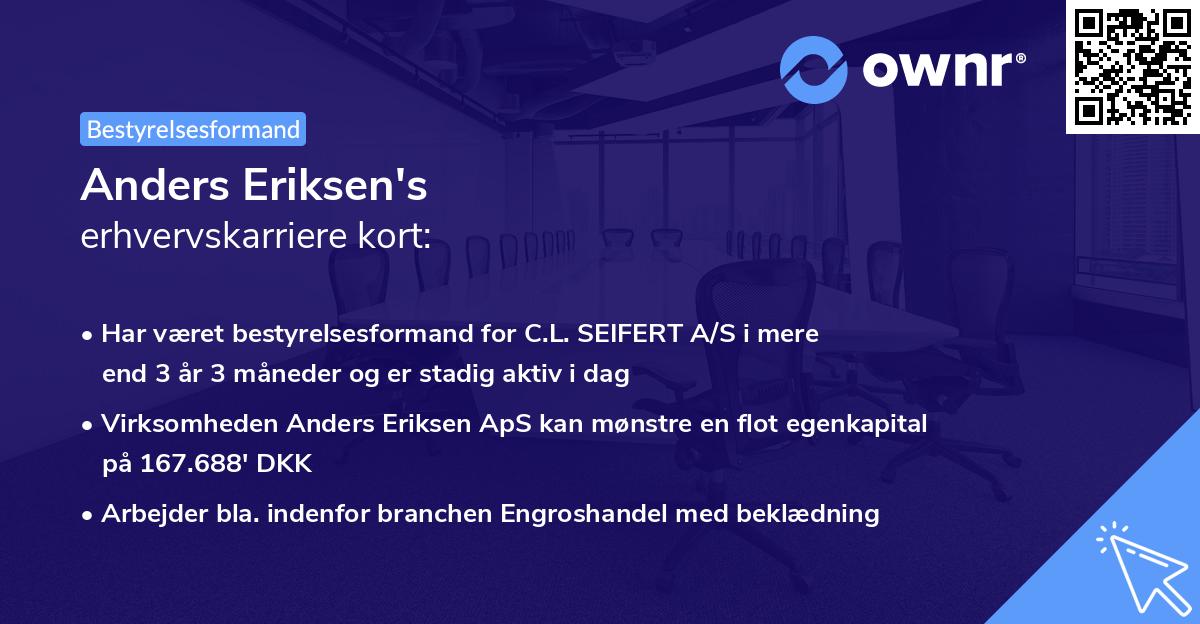 Anders Eriksen's erhvervskarriere kort