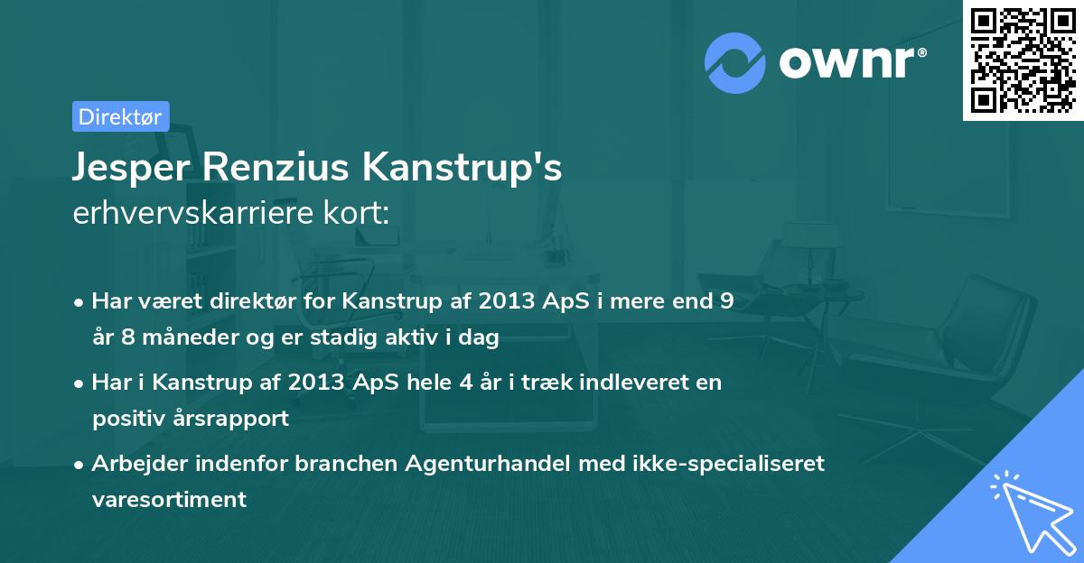 Jesper Renzius Kanstrup's erhvervskarriere kort