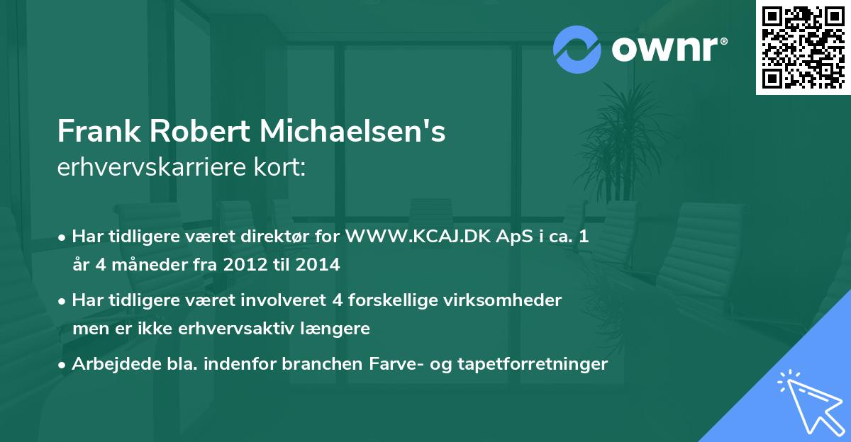 Frank Robert Michaelsen's erhvervskarriere kort