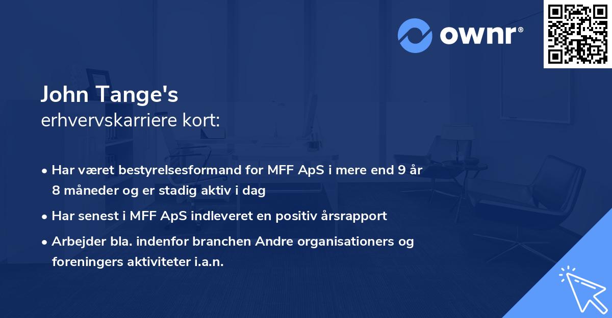 John Tange's erhvervskarriere kort