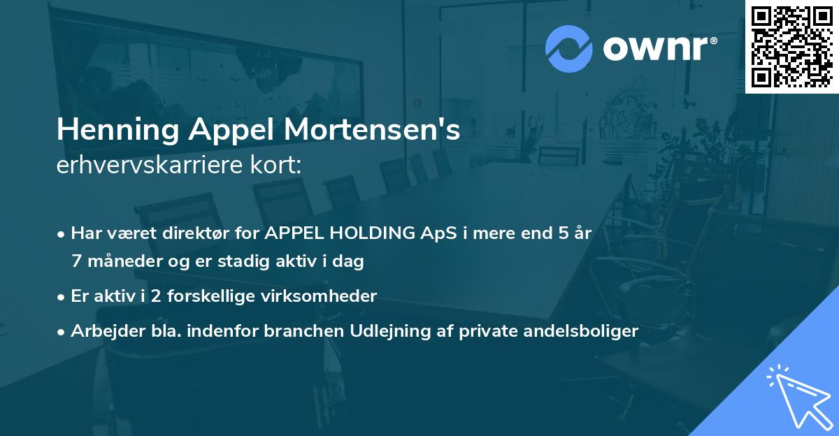 Henning Appel Mortensen's erhvervskarriere kort