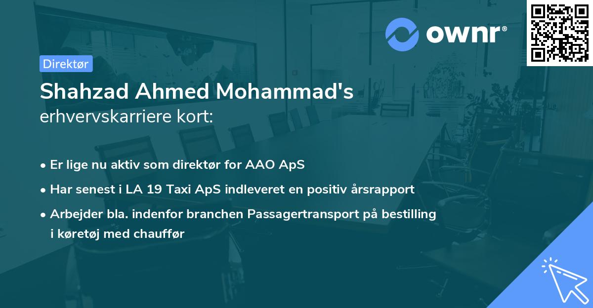 Shahzad Ahmed Mohammad's erhvervskarriere kort