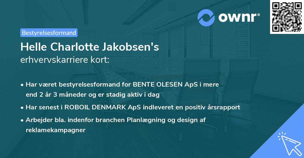 Helle Charlotte Jakobsen's erhvervskarriere kort