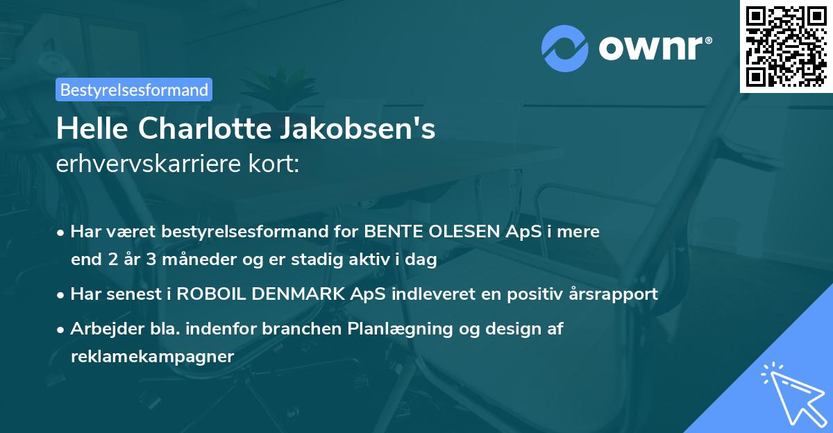 Helle Charlotte Jakobsen's erhvervskarriere kort