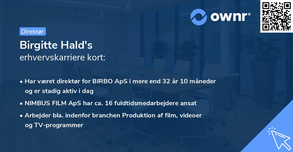 Birgitte Hald's erhvervskarriere kort