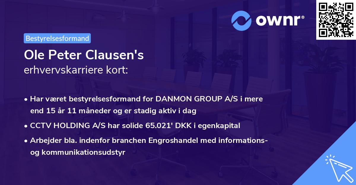 Ole Peter Clausen's erhvervskarriere kort