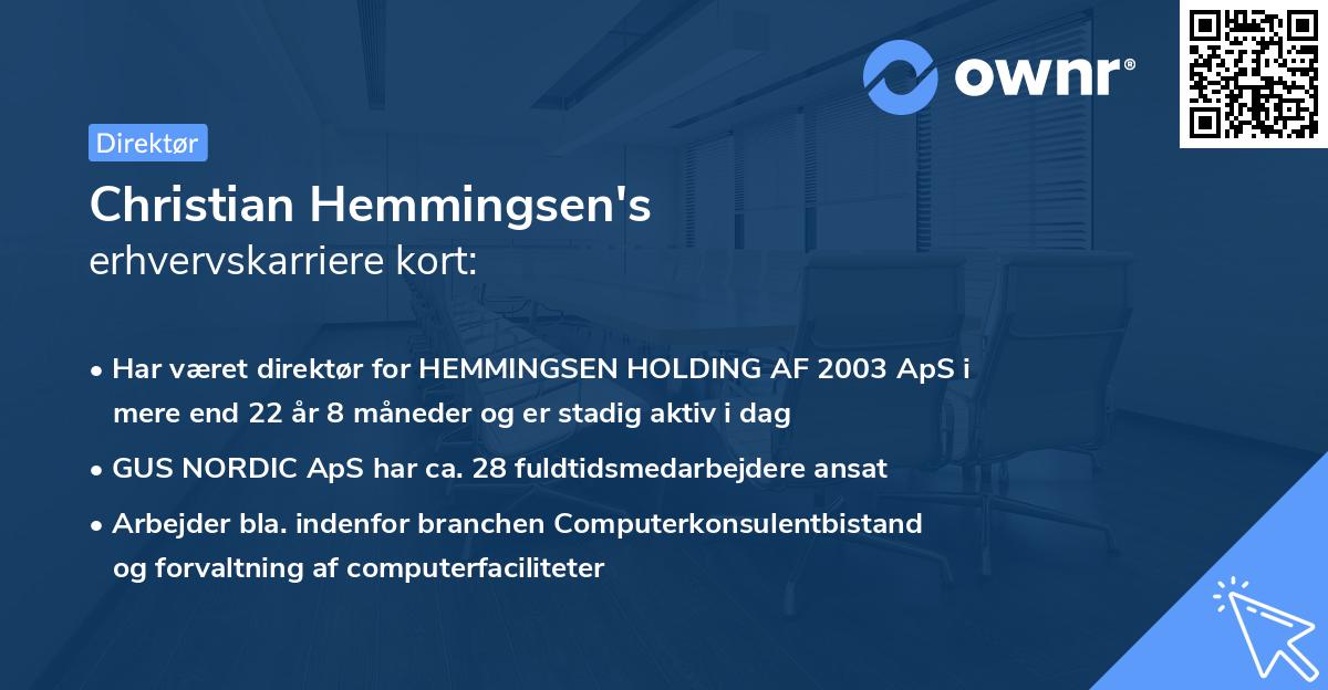 Christian Hemmingsen's erhvervskarriere kort