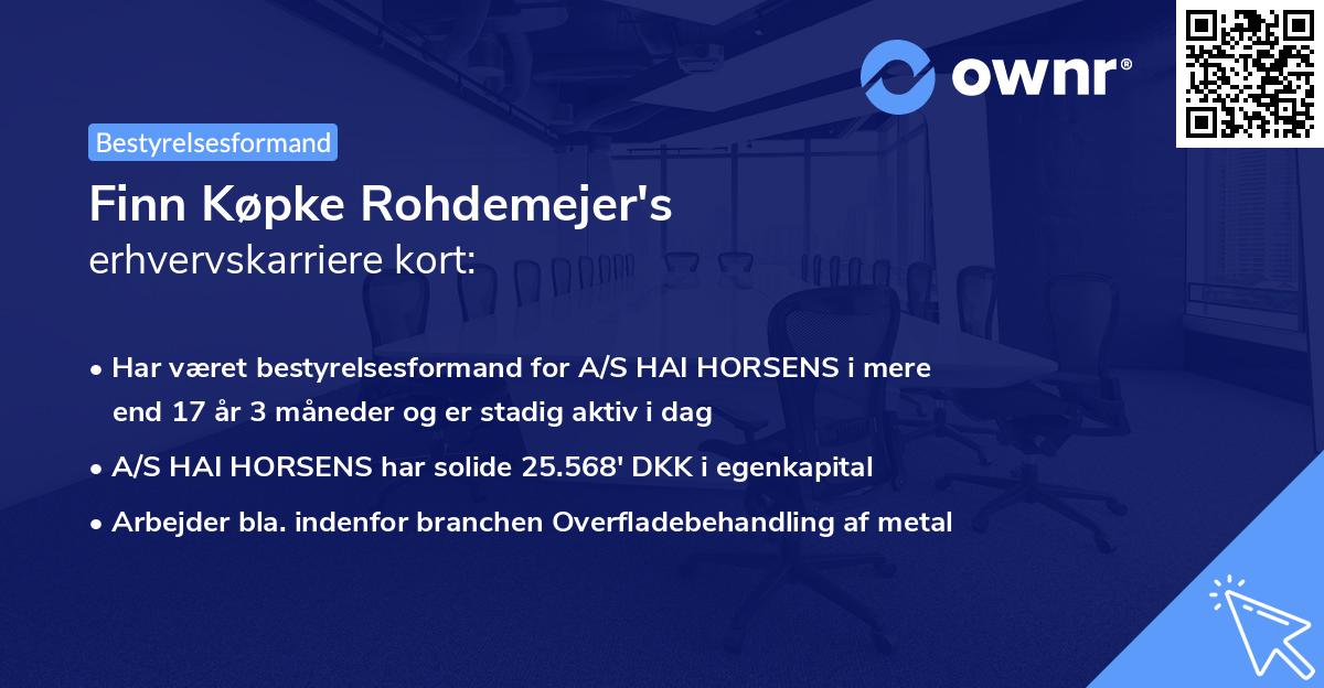 Finn Køpke Rohdemejer's erhvervskarriere kort