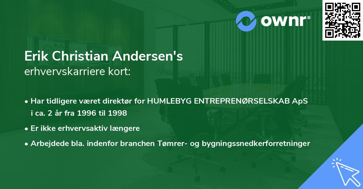 Erik Christian Andersen's erhvervskarriere kort