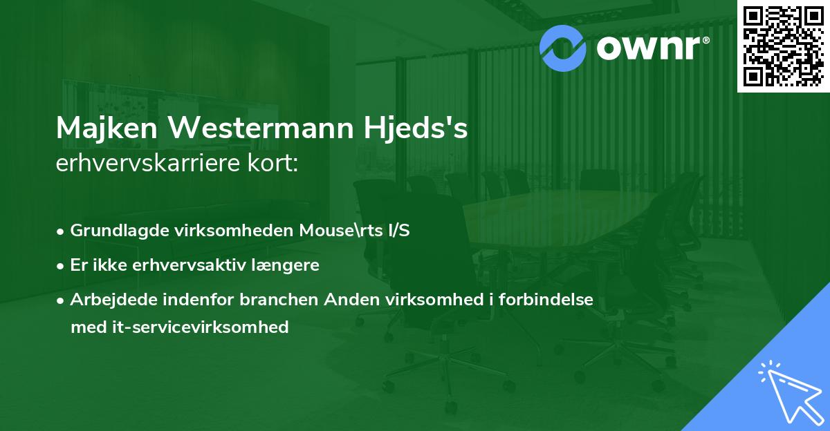 Majken Westermann Hjeds's erhvervskarriere kort