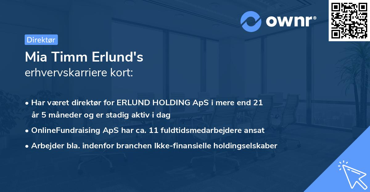 Mia Timm Erlund's erhvervskarriere kort