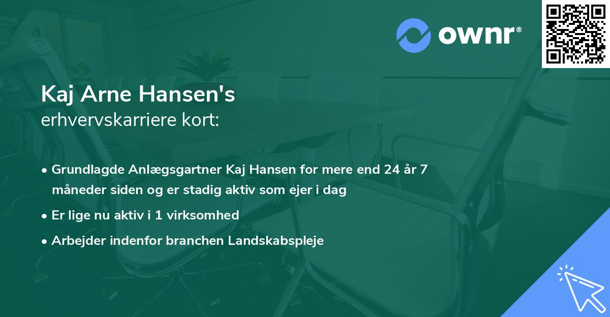 Kaj Arne Hansen's erhvervskarriere kort