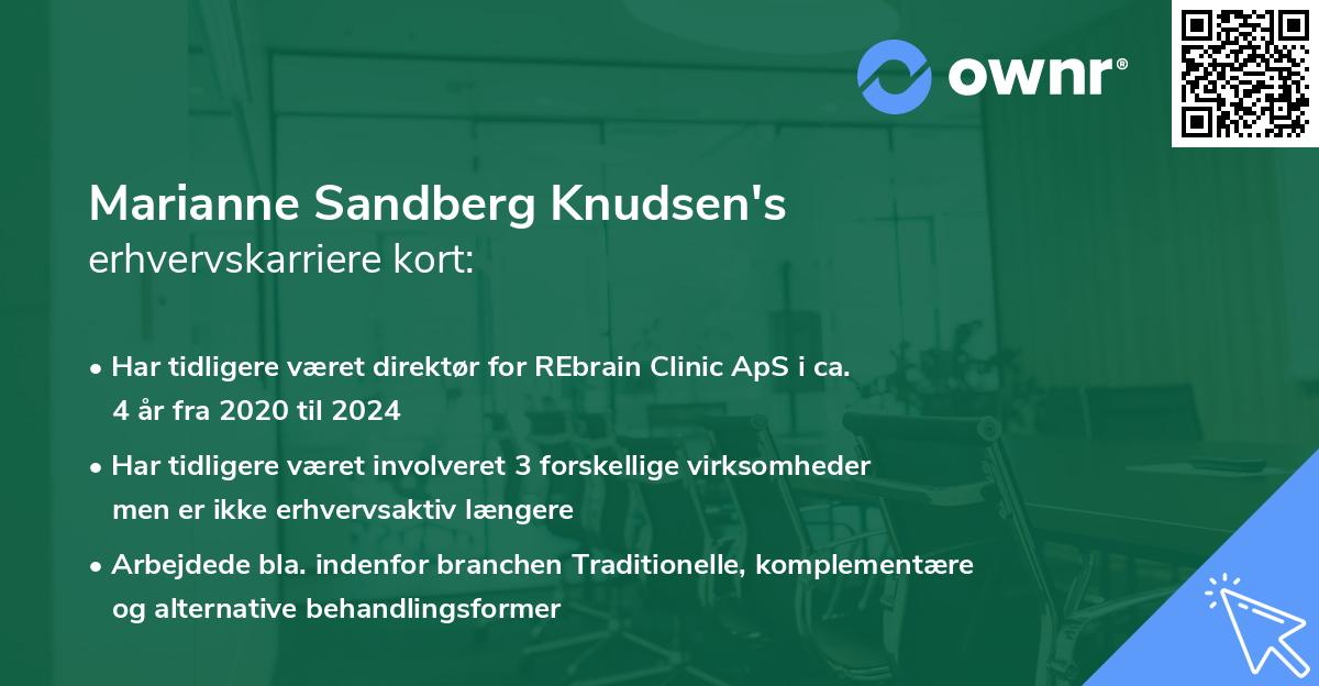 Marianne Sandberg Knudsen's erhvervskarriere kort