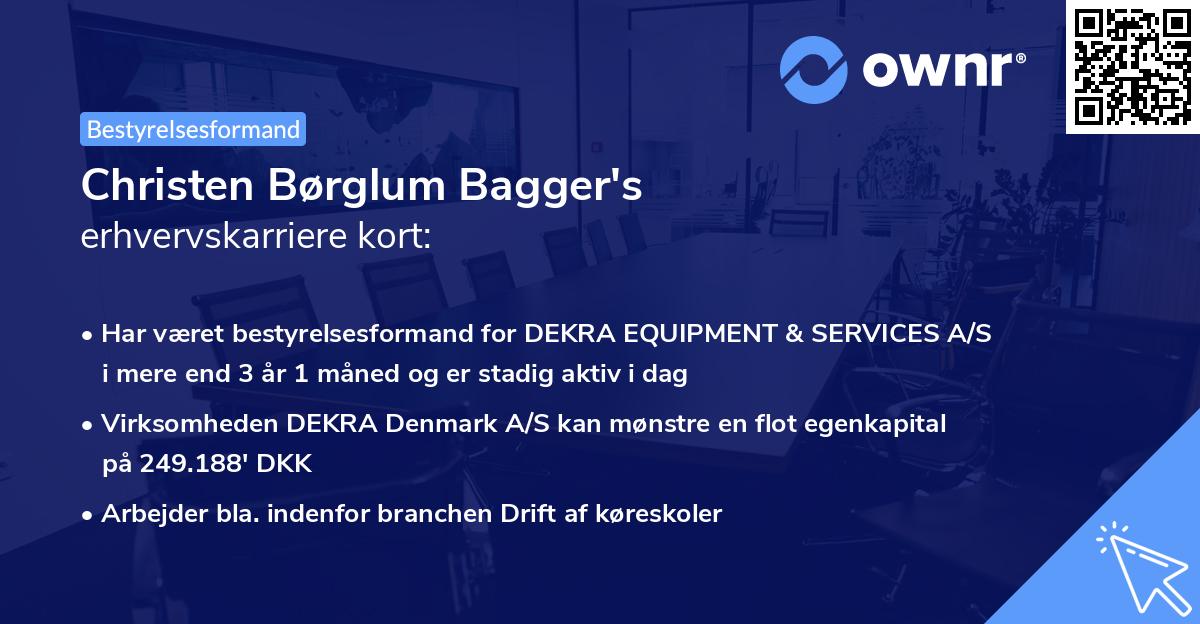 Christen Børglum Bagger's erhvervskarriere kort