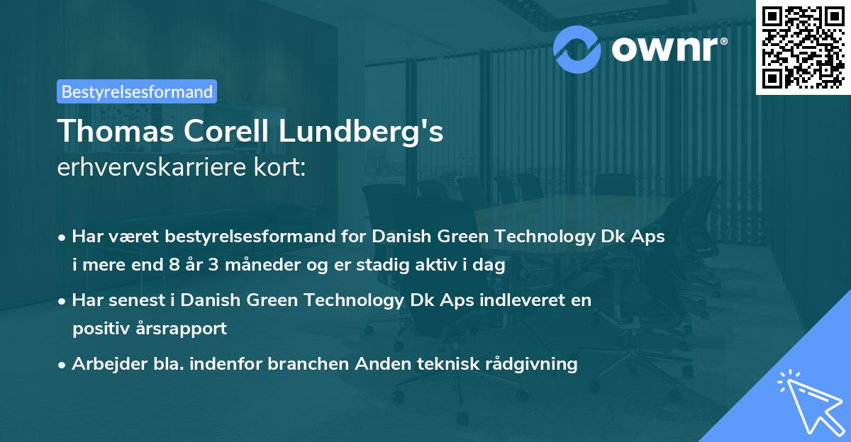 Thomas Corell Lundberg's erhvervskarriere kort