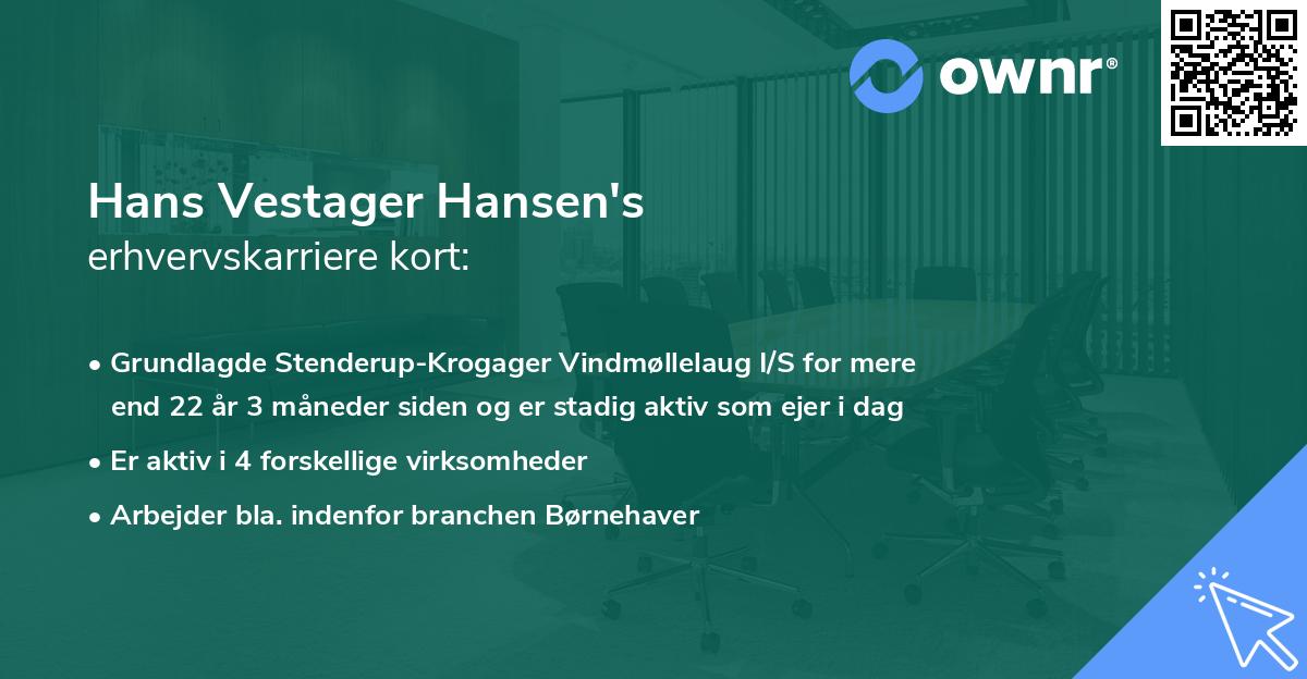 Hans Vestager Hansen's erhvervskarriere kort