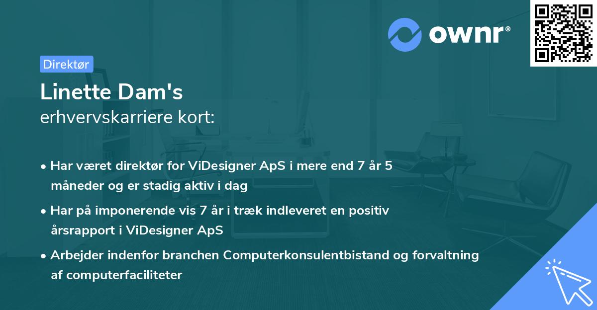 Linette Dam's erhvervskarriere kort