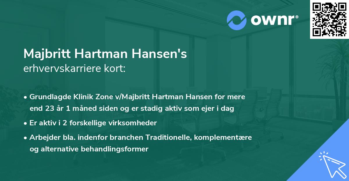 Majbritt Hartman Hansen's erhvervskarriere kort