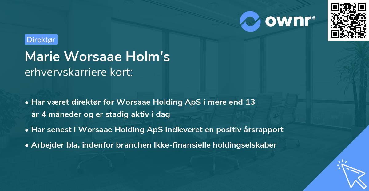Marie Worsaae Holm's erhvervskarriere kort