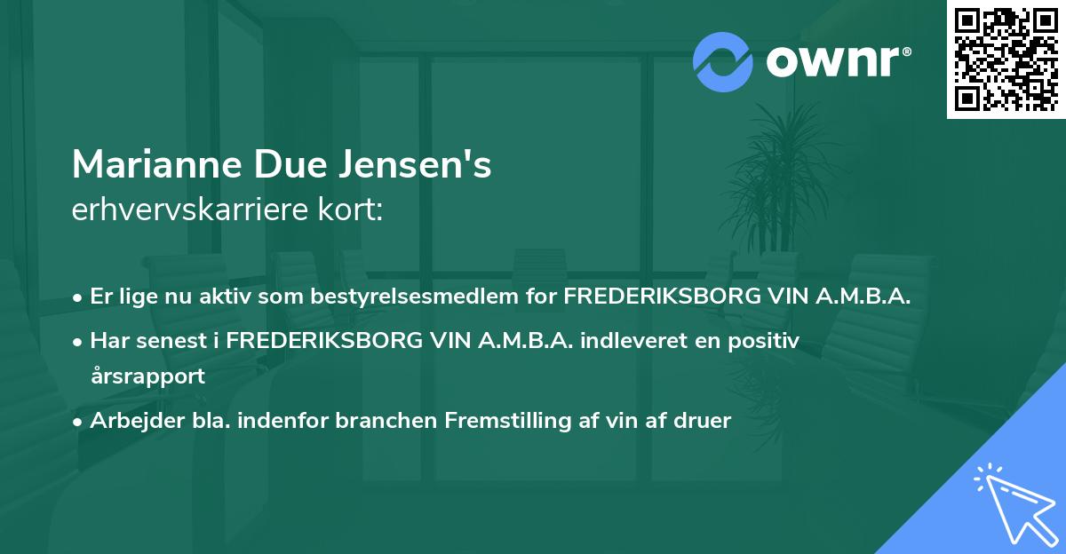 Marianne Due Jensen's erhvervskarriere kort