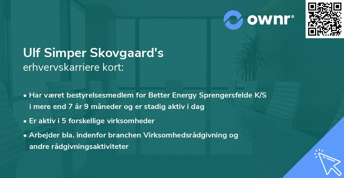 Ulf Simper Skovgaard's erhvervskarriere kort