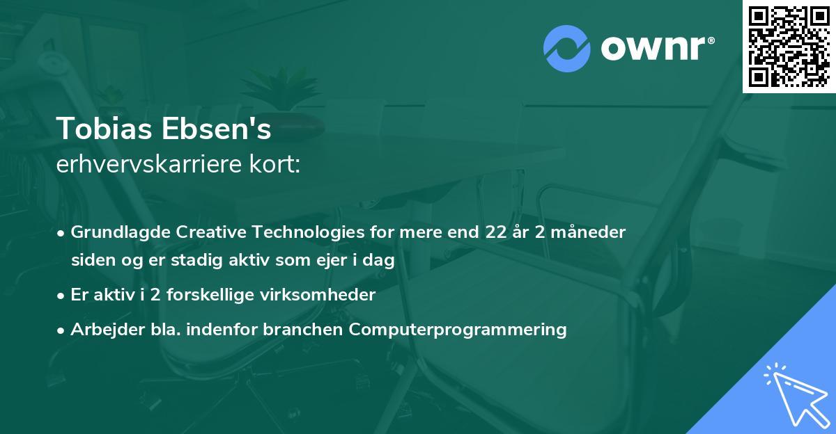 Tobias Ebsen's erhvervskarriere kort