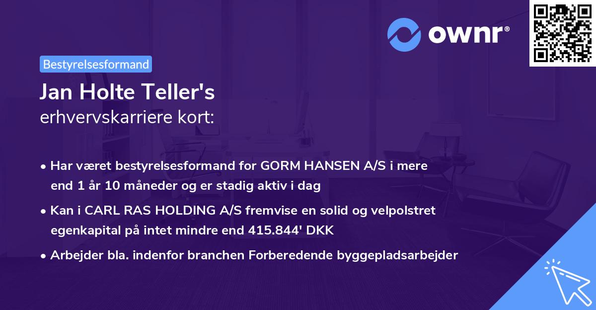 Jan Holte Teller's erhvervskarriere kort