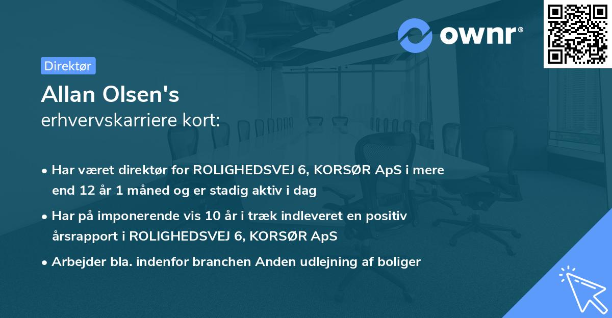 Allan Olsen's erhvervskarriere kort