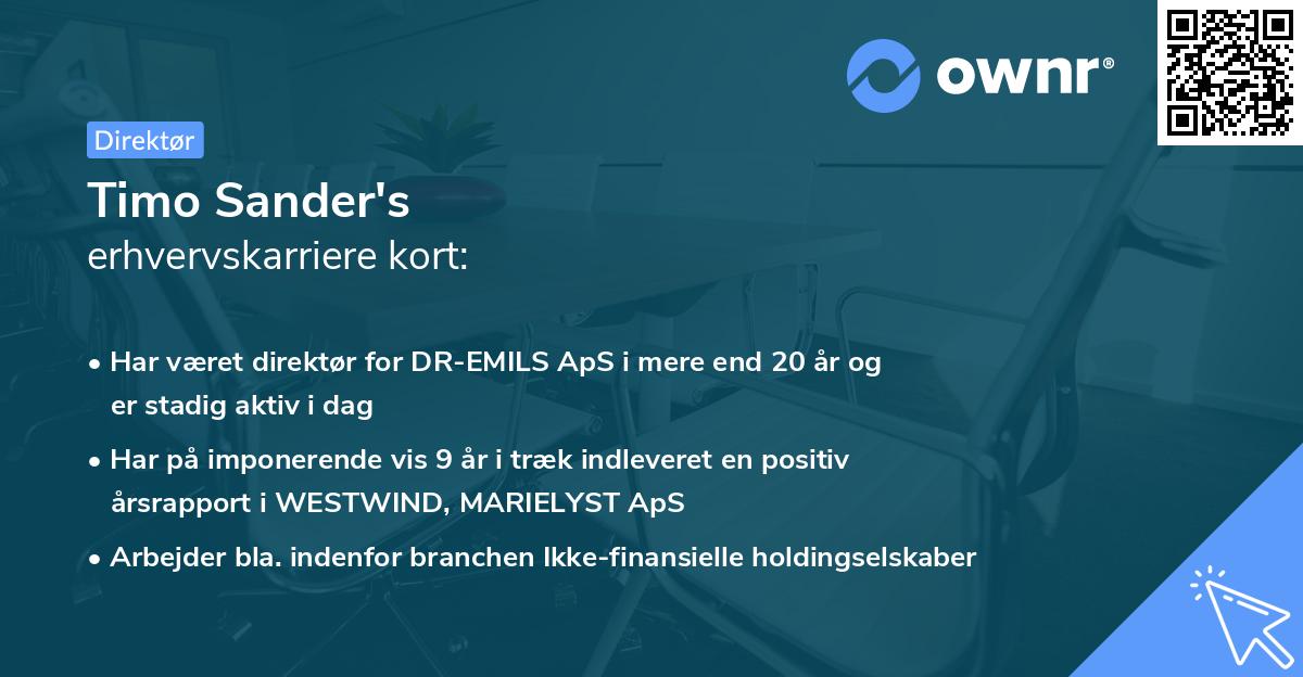 Timo Sander's erhvervskarriere kort