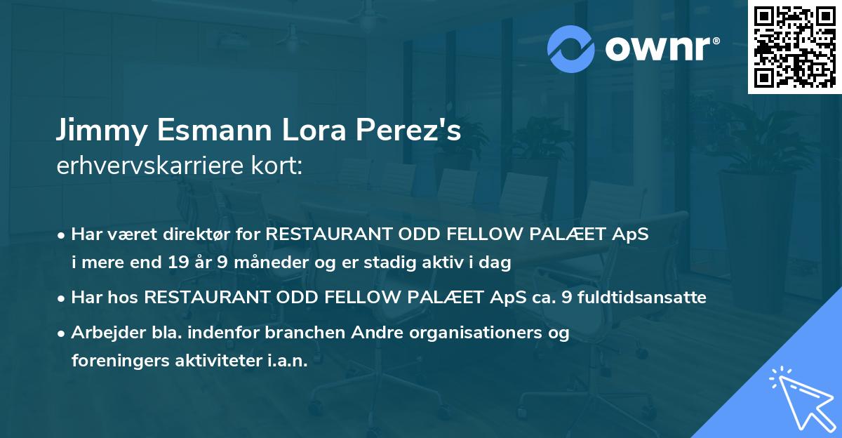 Jimmy Esmann Lora Perez's erhvervskarriere kort